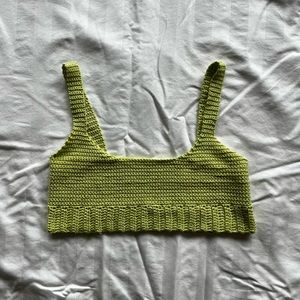 green crochet bralette